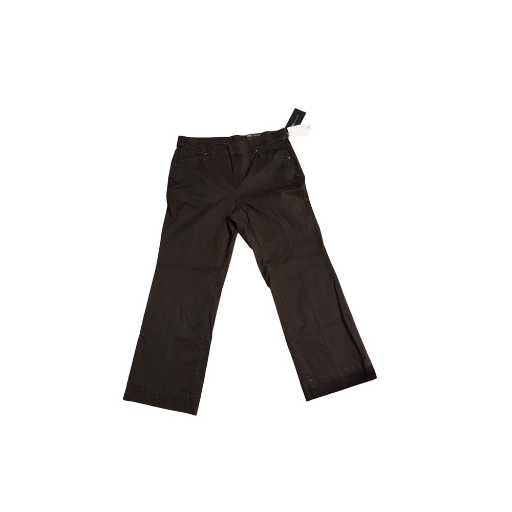 828.Intro Love the Fit Women's Brown Wide Leg Jeans Size 14W Stretch Comfort Fit